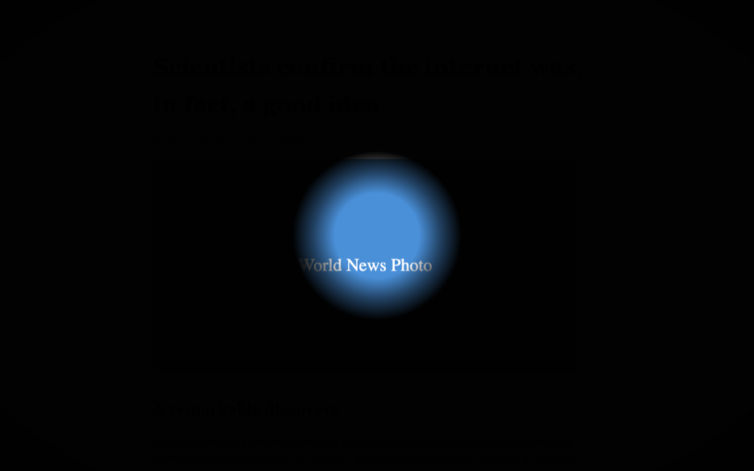 Darkweb blacking out the page with a flashlight cursor